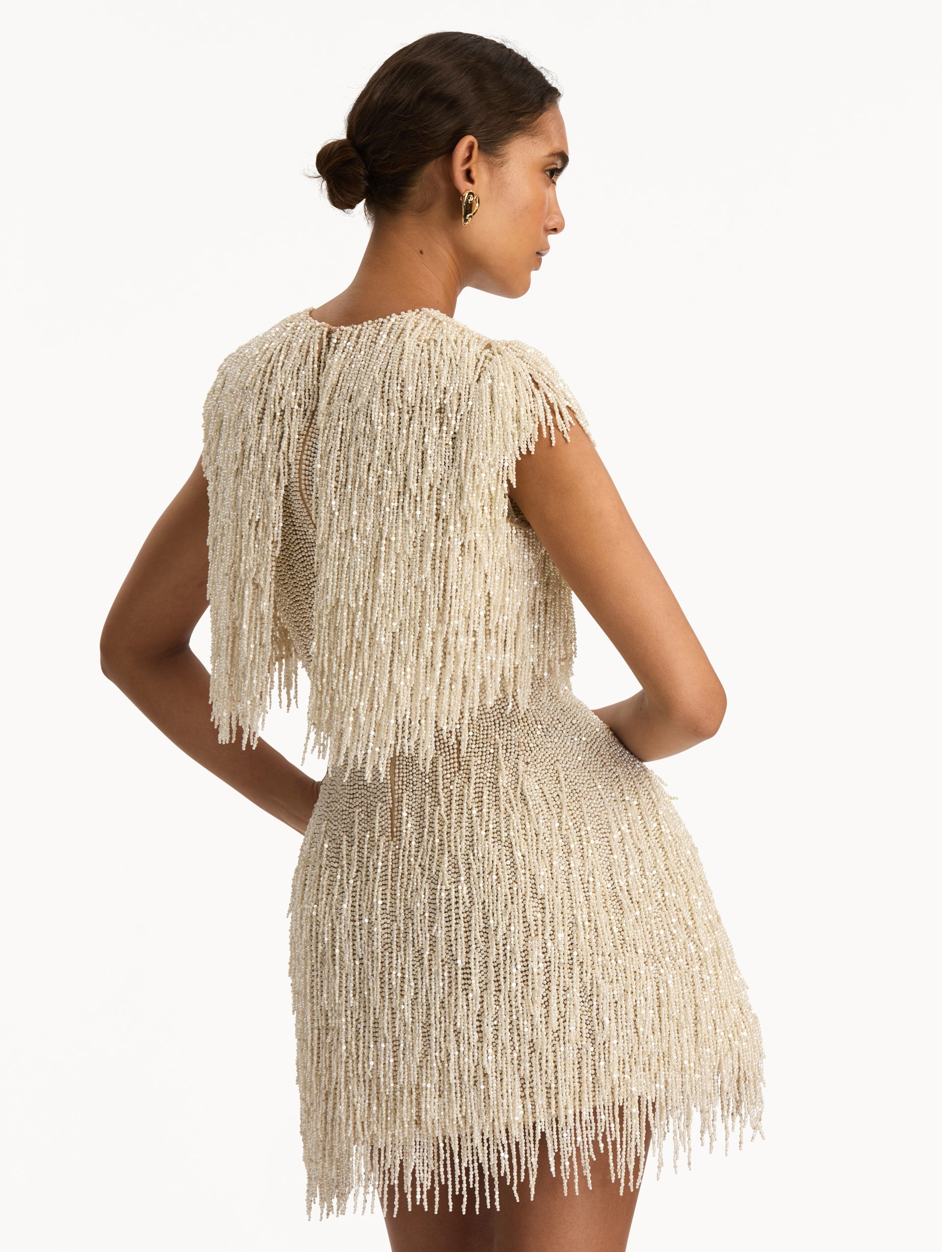 Oscar de la Renta Pearl Fringe Cocktail Dress
