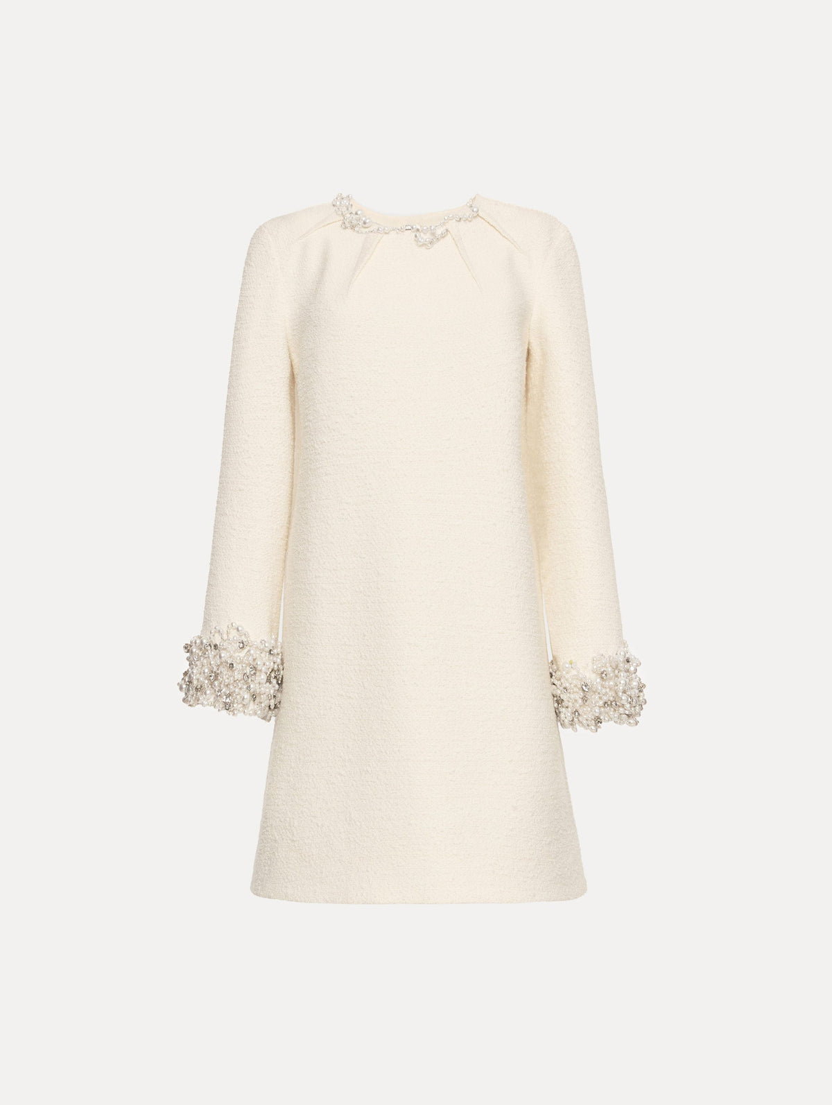 Oscar de la Renta Pearl Embroidered Tweed Shift Dress
