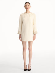 Oscar de la Renta Pearl Embroidered Tweed Shift Dress