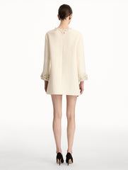 Oscar de la Renta Pearl Embroidered Tweed Shift Dress