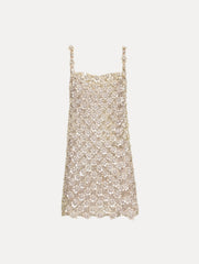 Oscar de la Renta Mother of Pearl Embroidered Shift Dress