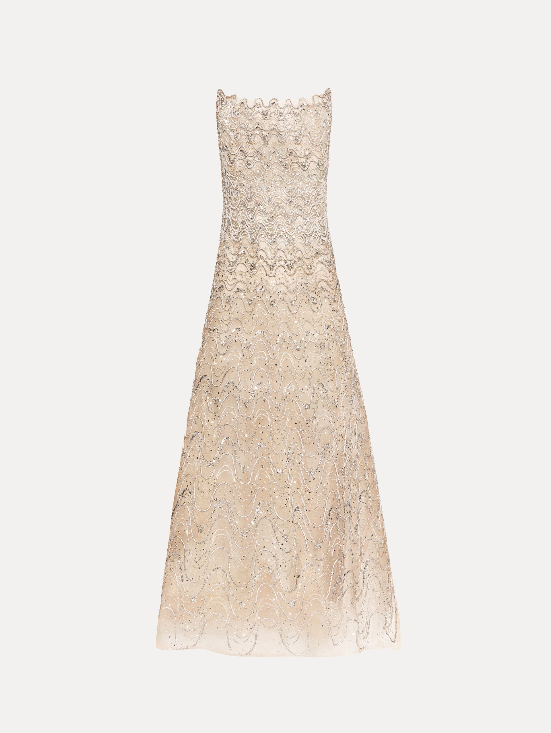 Oscar de la Renta Crystal Wave Embroidered Dress