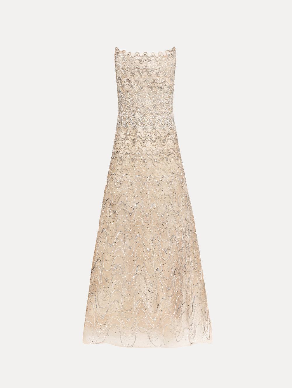 Oscar de la Renta Crystal Wave Embroidered Dress