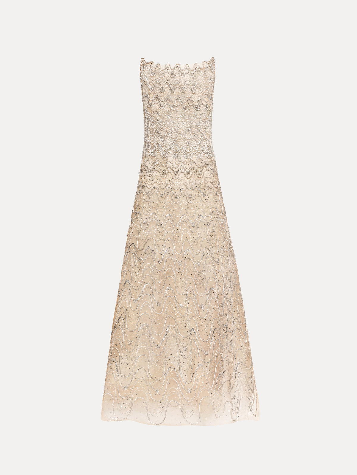 Oscar de la Renta Crystal Wave Embroidered Dress