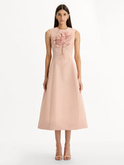 Oscar de la Renta Bouquet Embroidered Cocktail Dress