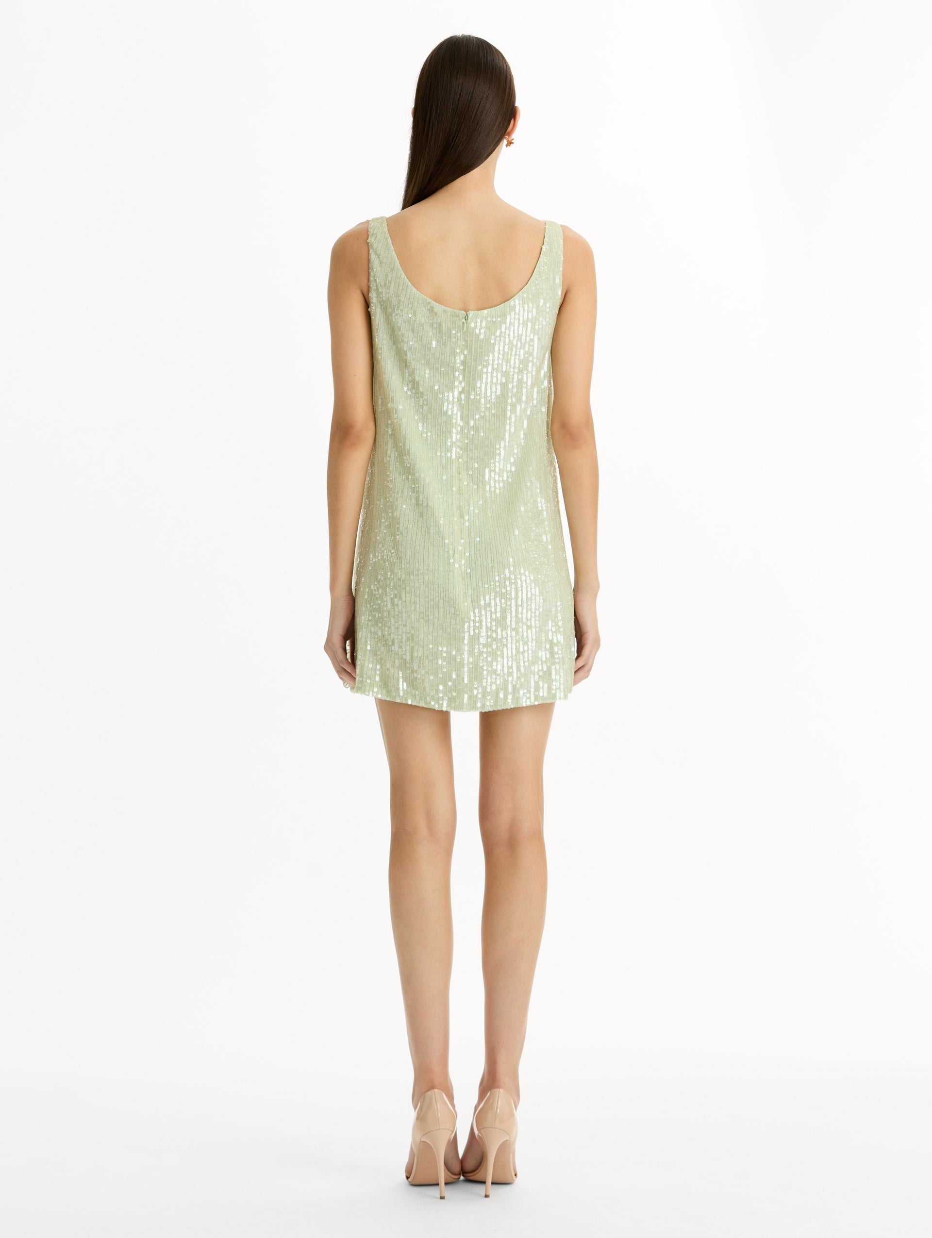 Oscar de la Renta Foxglove Embroidered Sequin Tulle Shift Dress