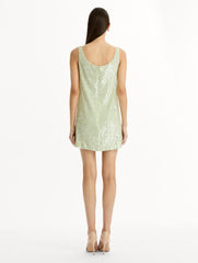 Oscar de la Renta Foxglove Embroidered Sequin Tulle Shift Dress