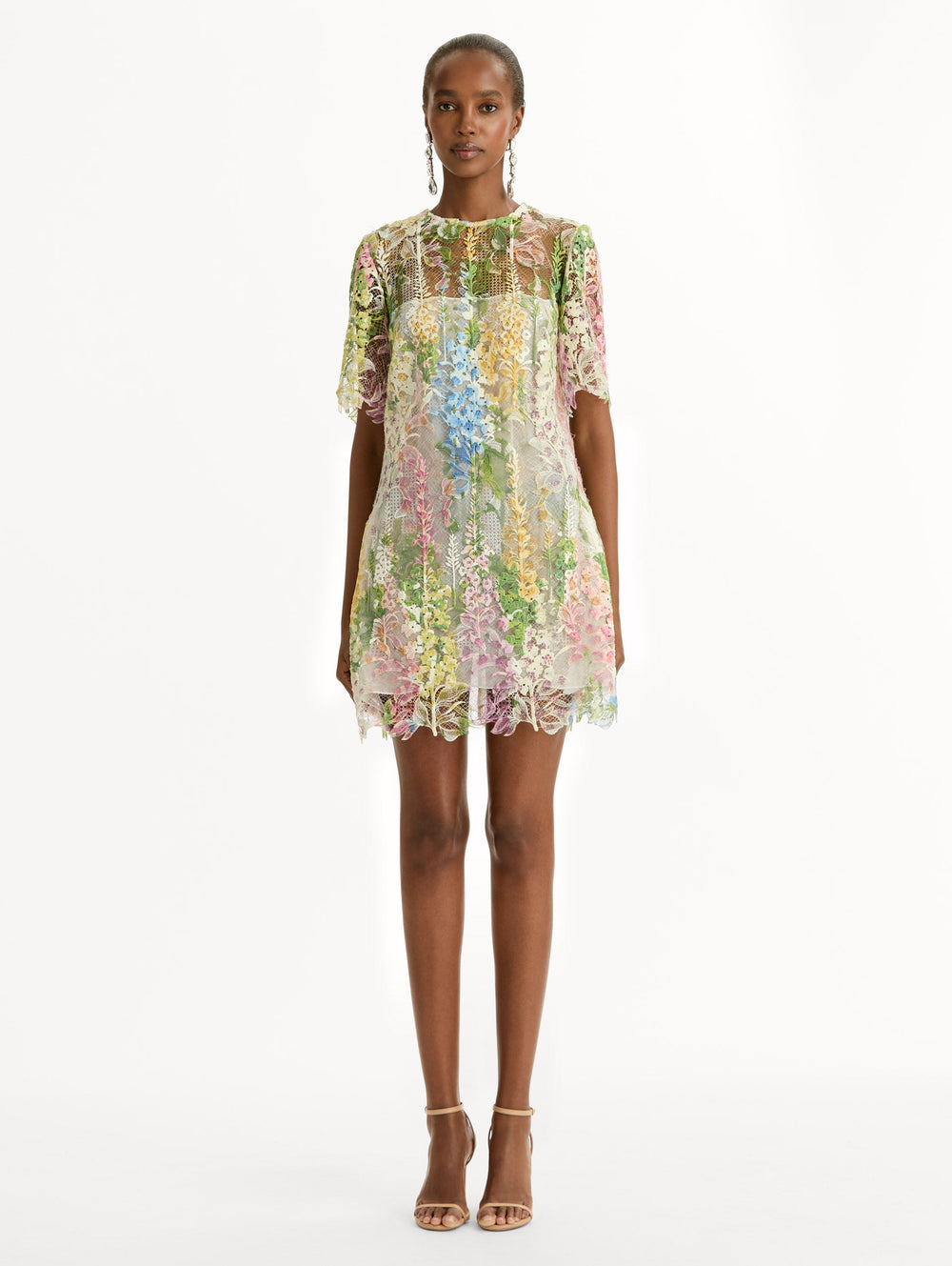 Oscar de la Renta Foxglove Guipure Shift Dress
