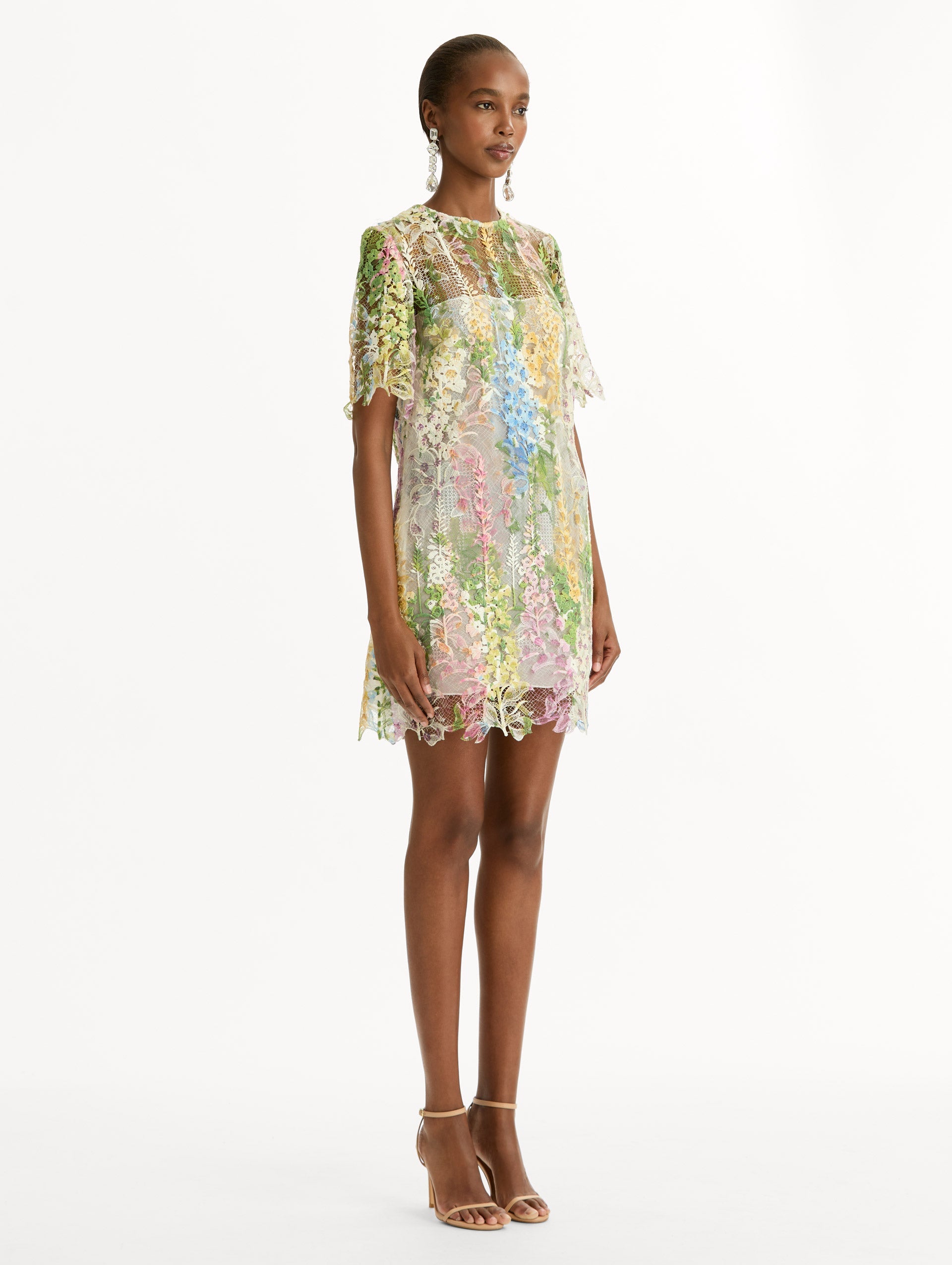 Oscar de la Renta Foxglove Guipure Shift Dress