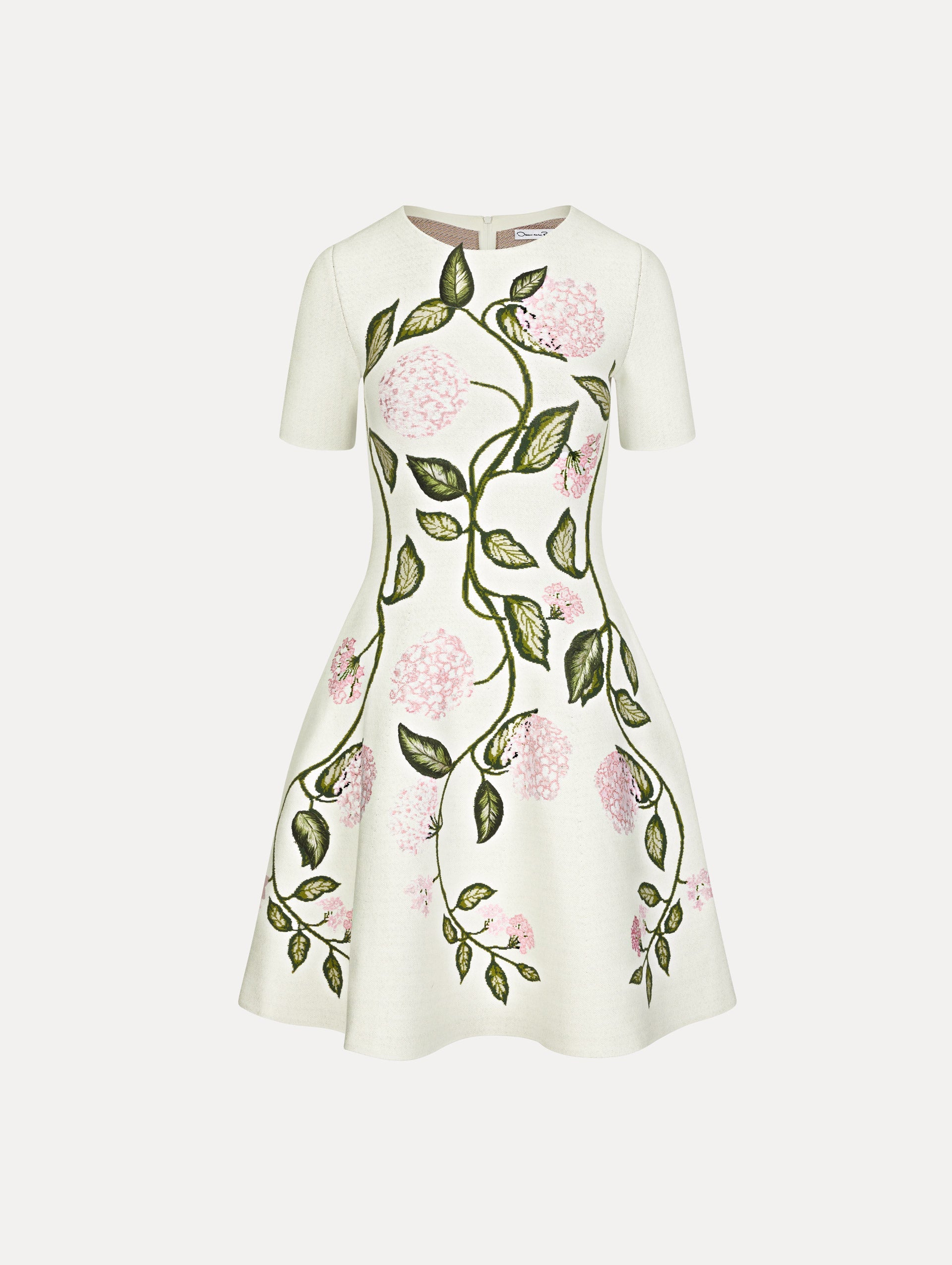 Oscar de la Renta Porcelain Flower Jacquard Dress