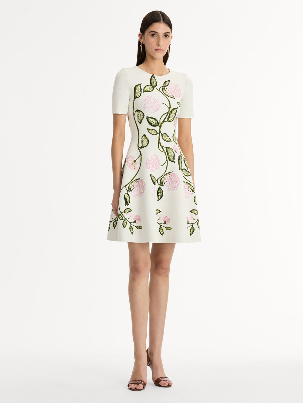 Oscar de la Renta Porcelain Flower Jacquard Dress