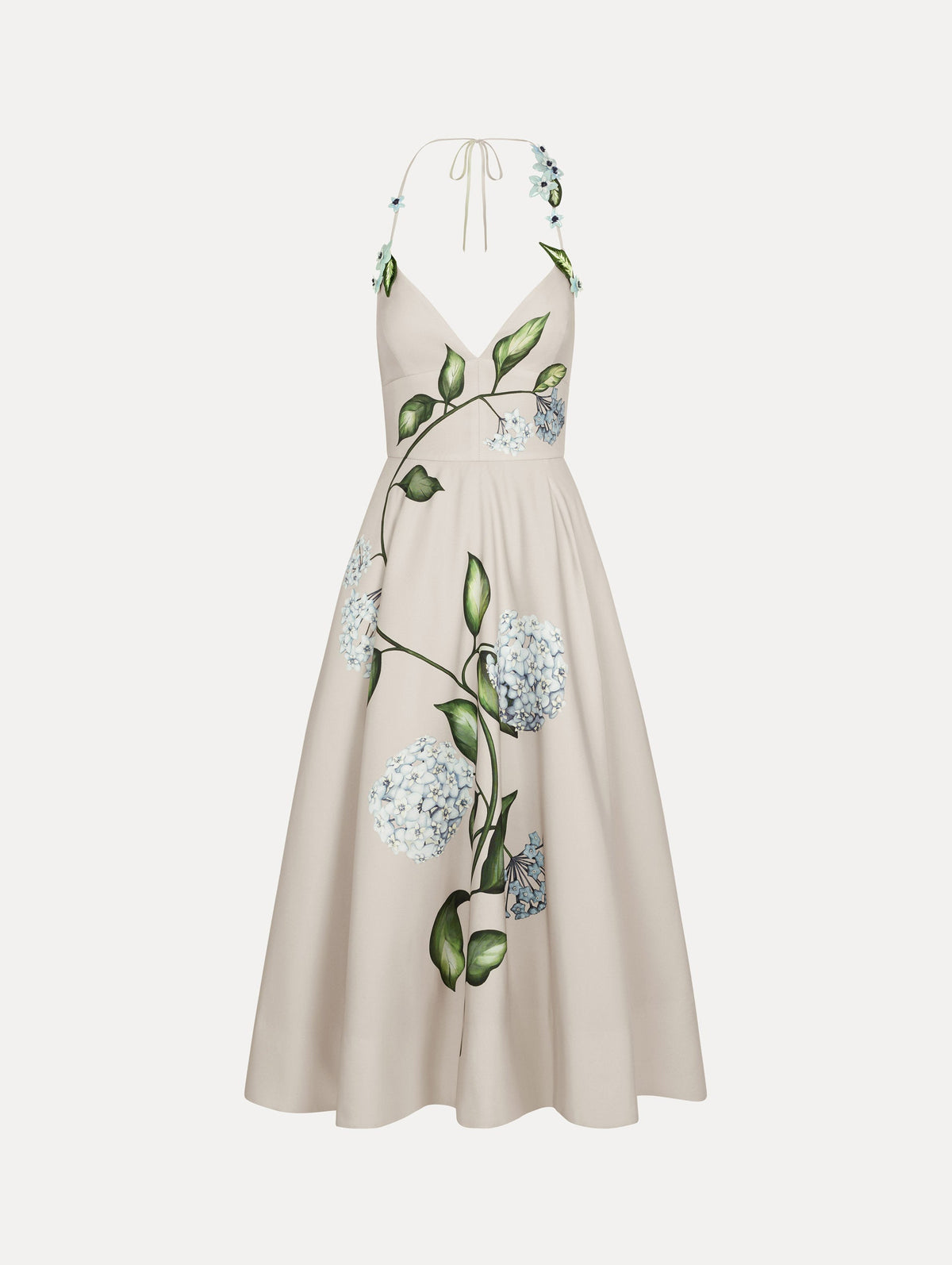 Oscar de la Renta Porcelain Flower Faille Cocktail Dress