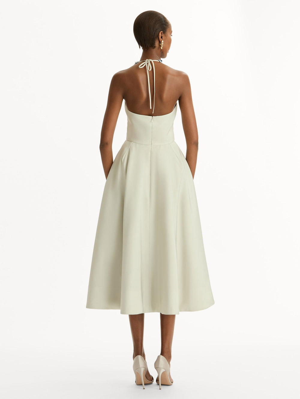 Oscar de la Renta Porcelain Flower Faille Cocktail Dress