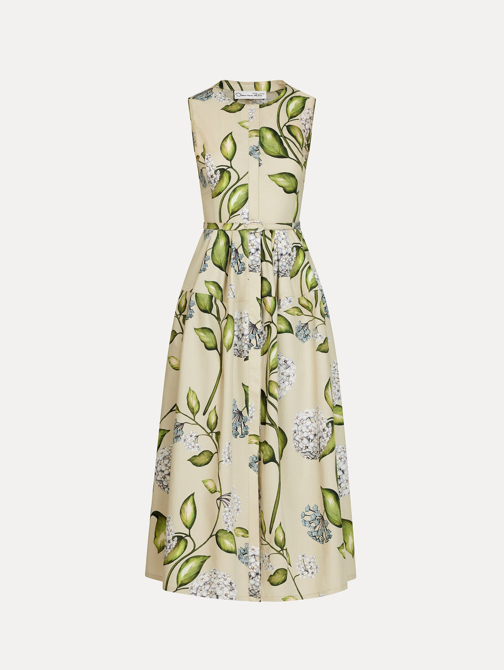Oscar de la Renta Porcelain Flower Cotton Poplin Dress