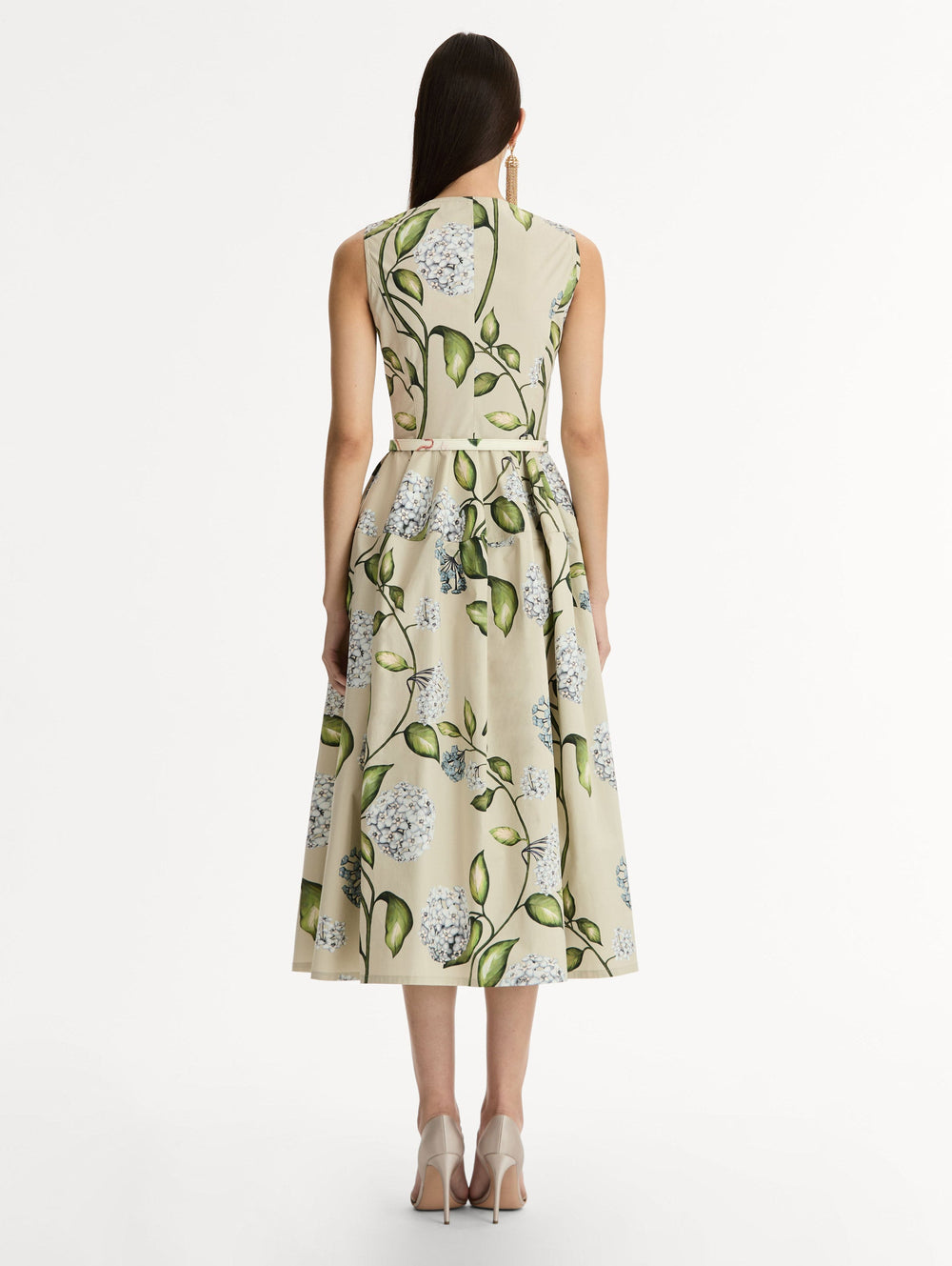 Oscar de la Renta Porcelain Flower Cotton Poplin Dress