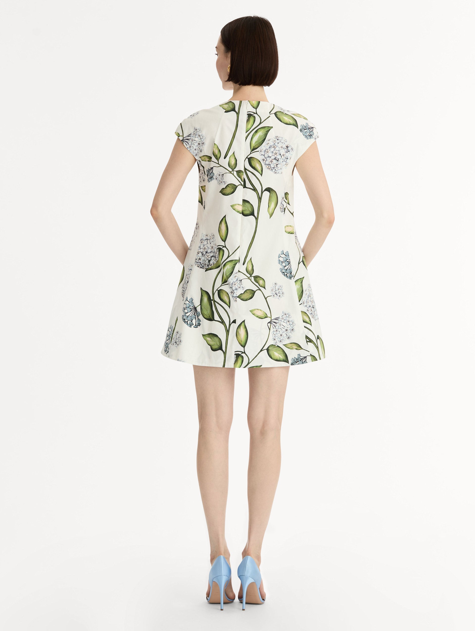 Oscar de la Renta Porcelain Flower Cotton Poplin Mini Dress