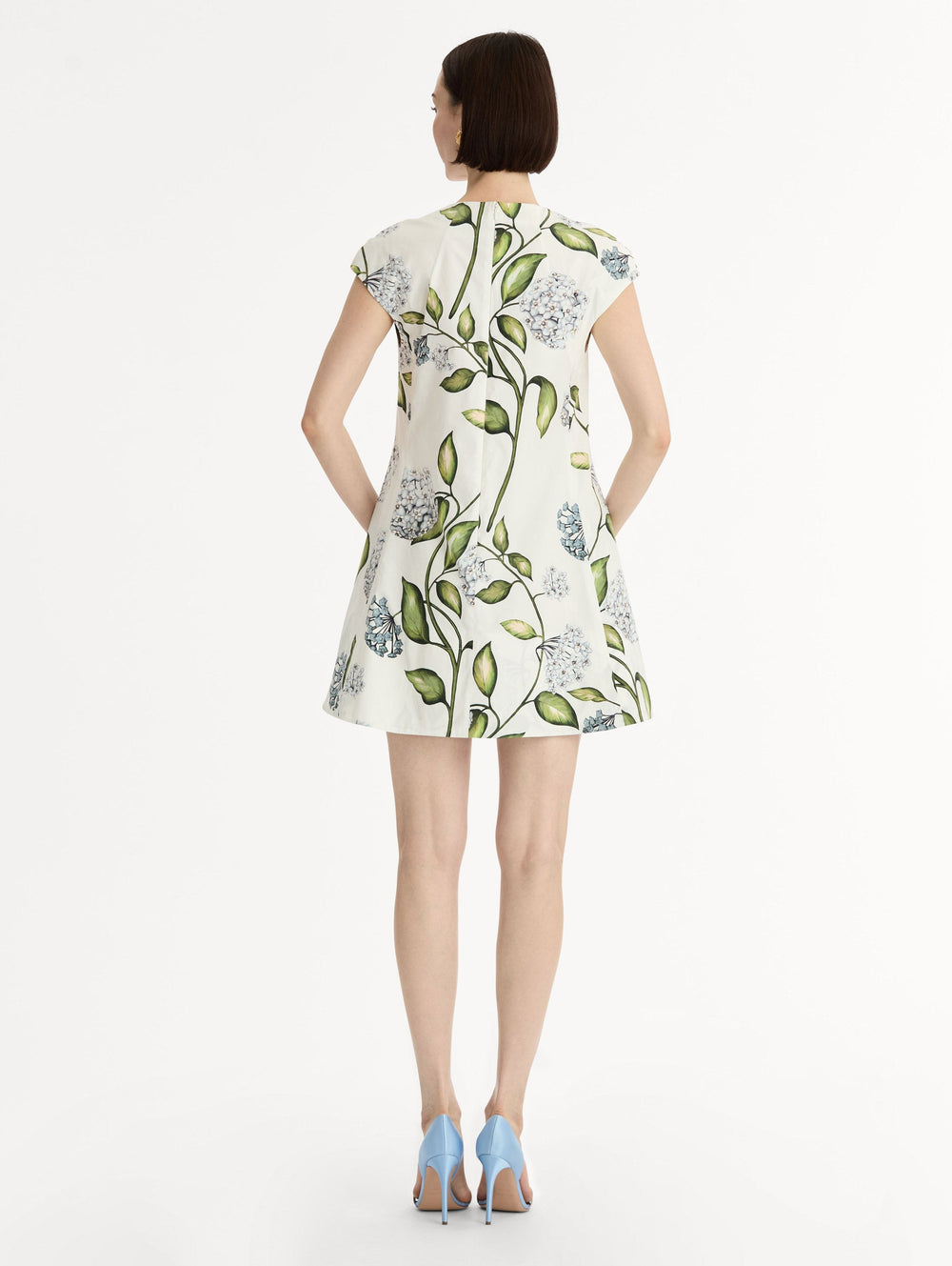 Oscar de la Renta Porcelain Flower Cotton Poplin Mini Dress