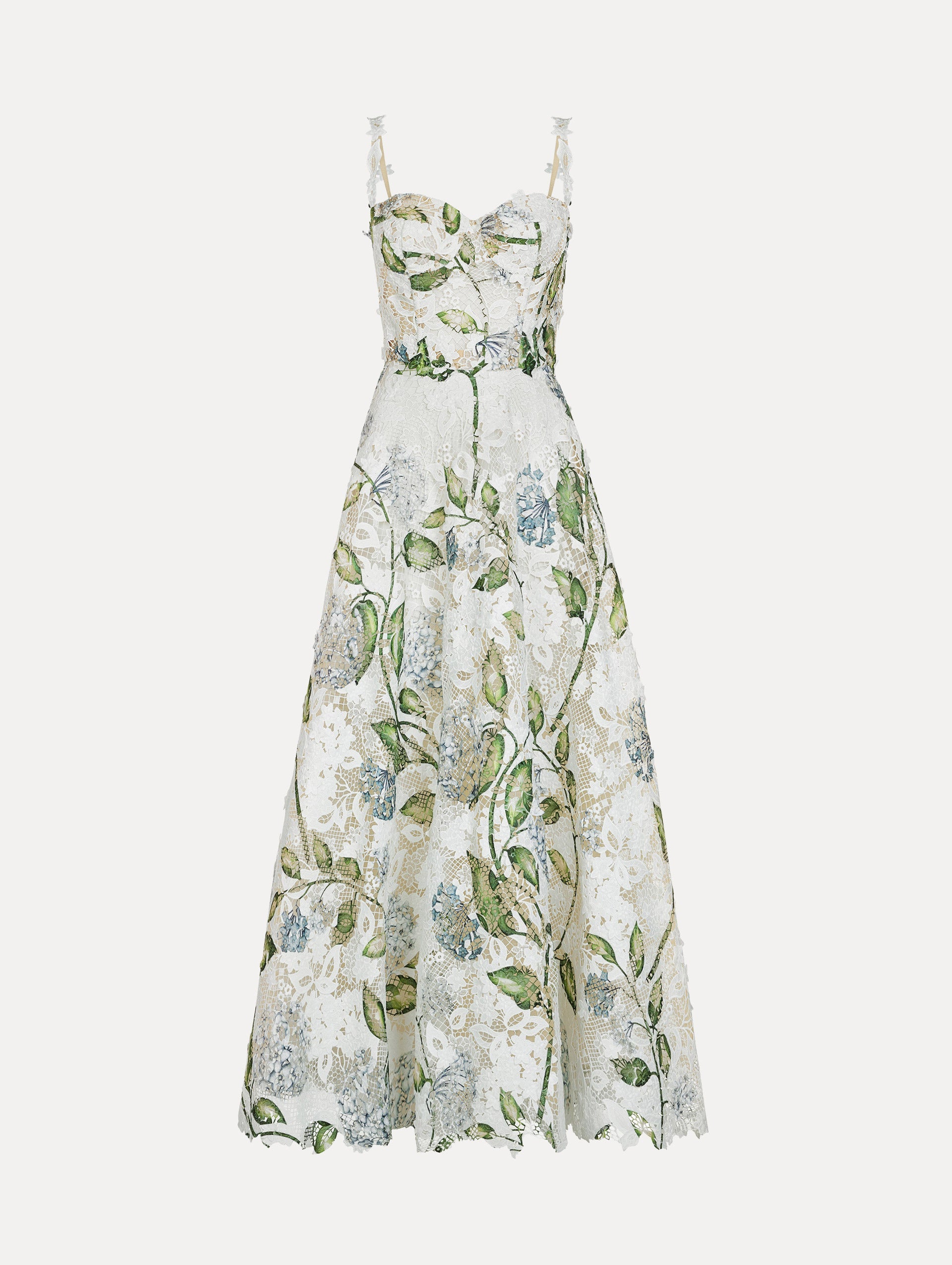 Oscar de la Renta Porcelain Flower Guipure Cocktail Dress