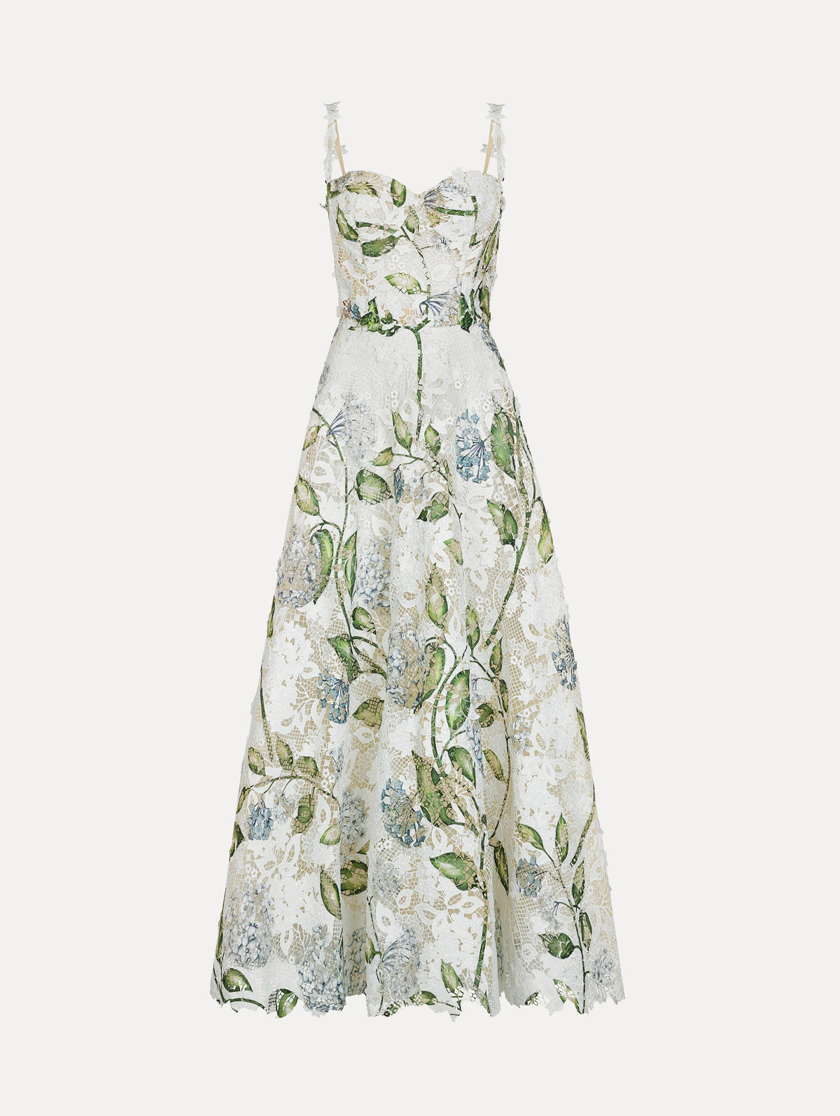 Oscar de la Renta Porcelain Flower Guipure Cocktail Dress