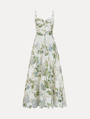 Oscar de la Renta Porcelain Flower Guipure Cocktail Dress