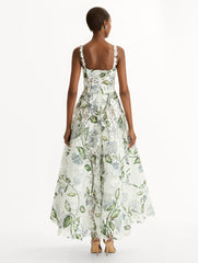 Oscar de la Renta Porcelain Flower Guipure Cocktail Dress
