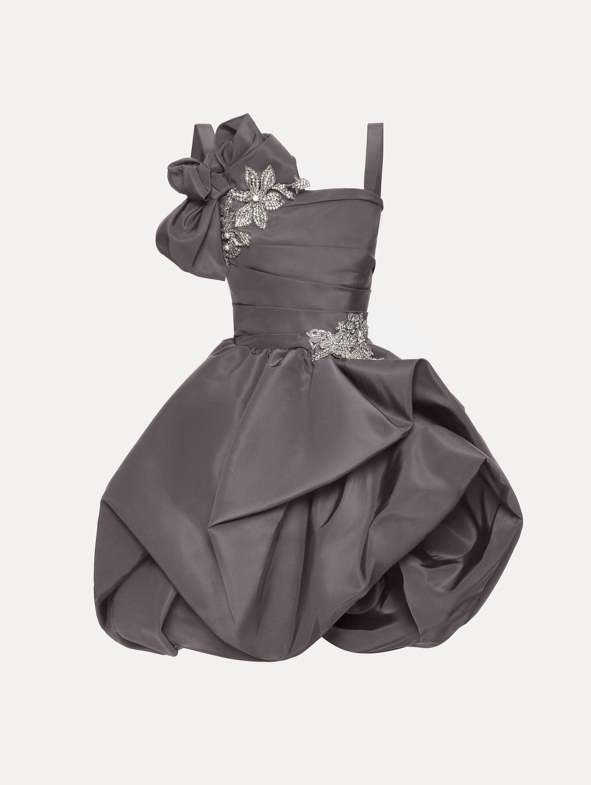 Oscar de la Renta Brooch Embroidered Cocktail Sleeveless Dress