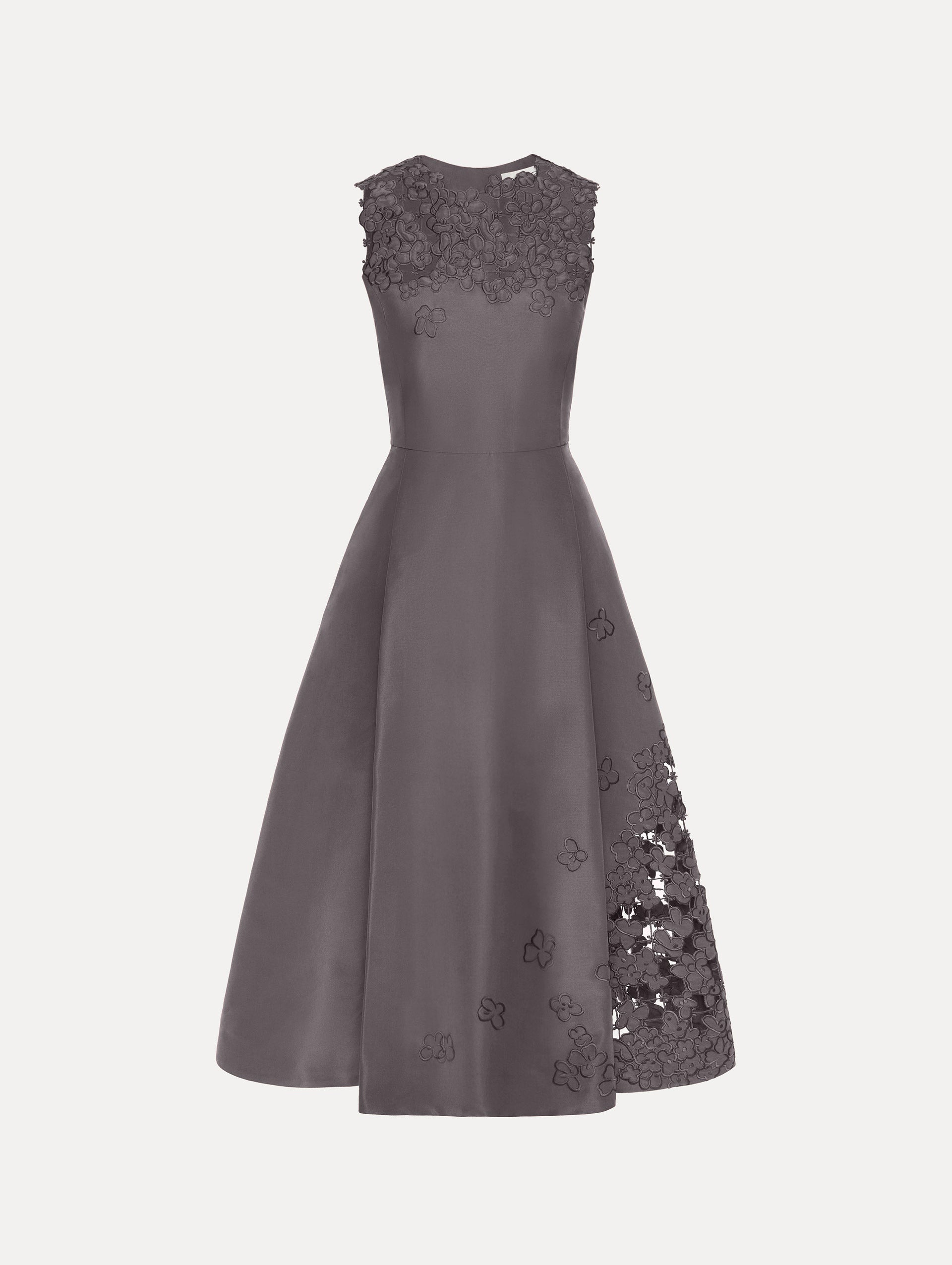 Oscar de la Renta Floral Cutout Threadwork Dress