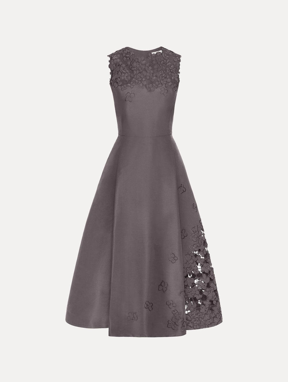 Oscar de la Renta Floral Cutout Threadwork Dress