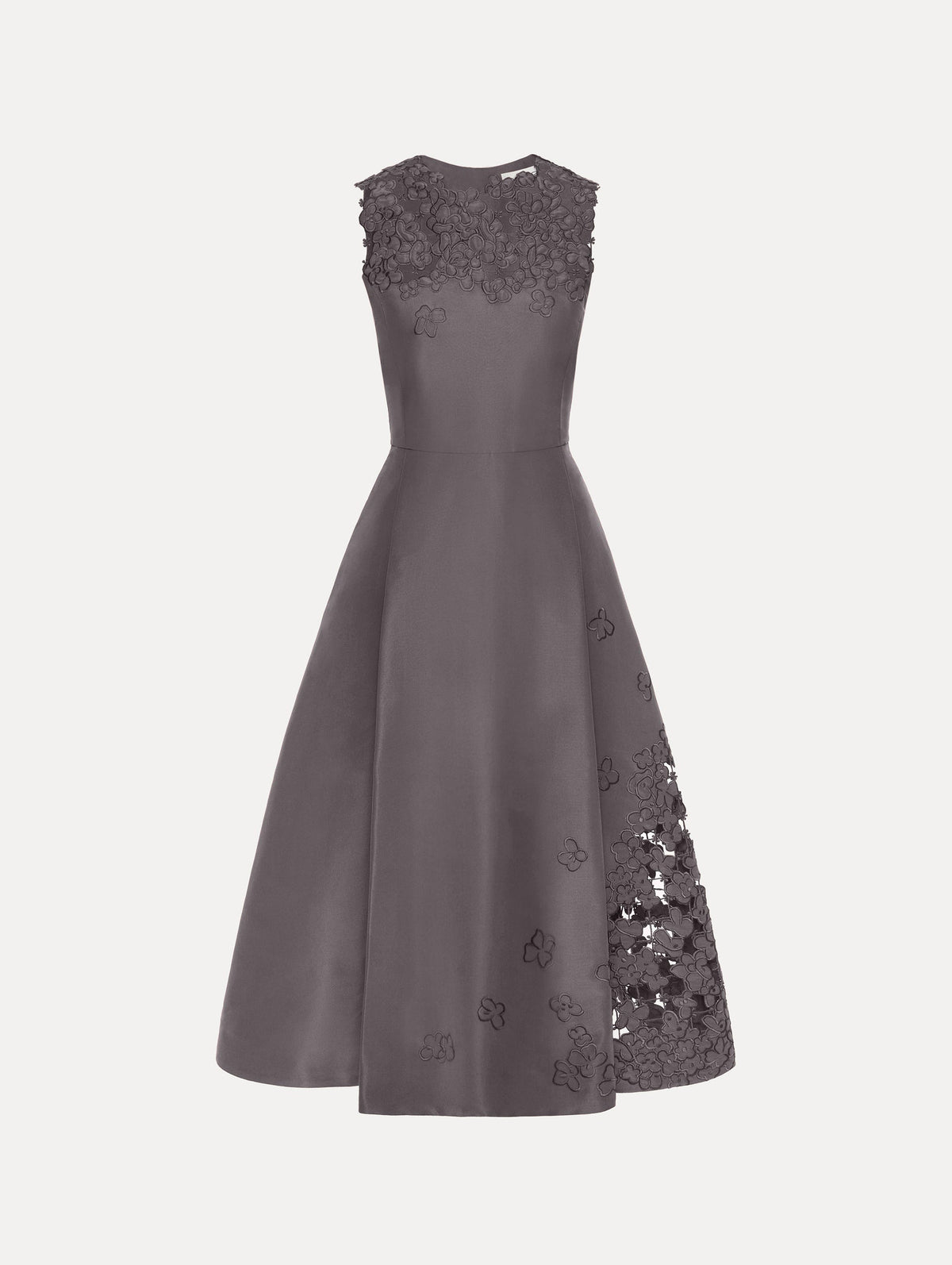 Oscar de la Renta Floral Cutout Threadwork Dress