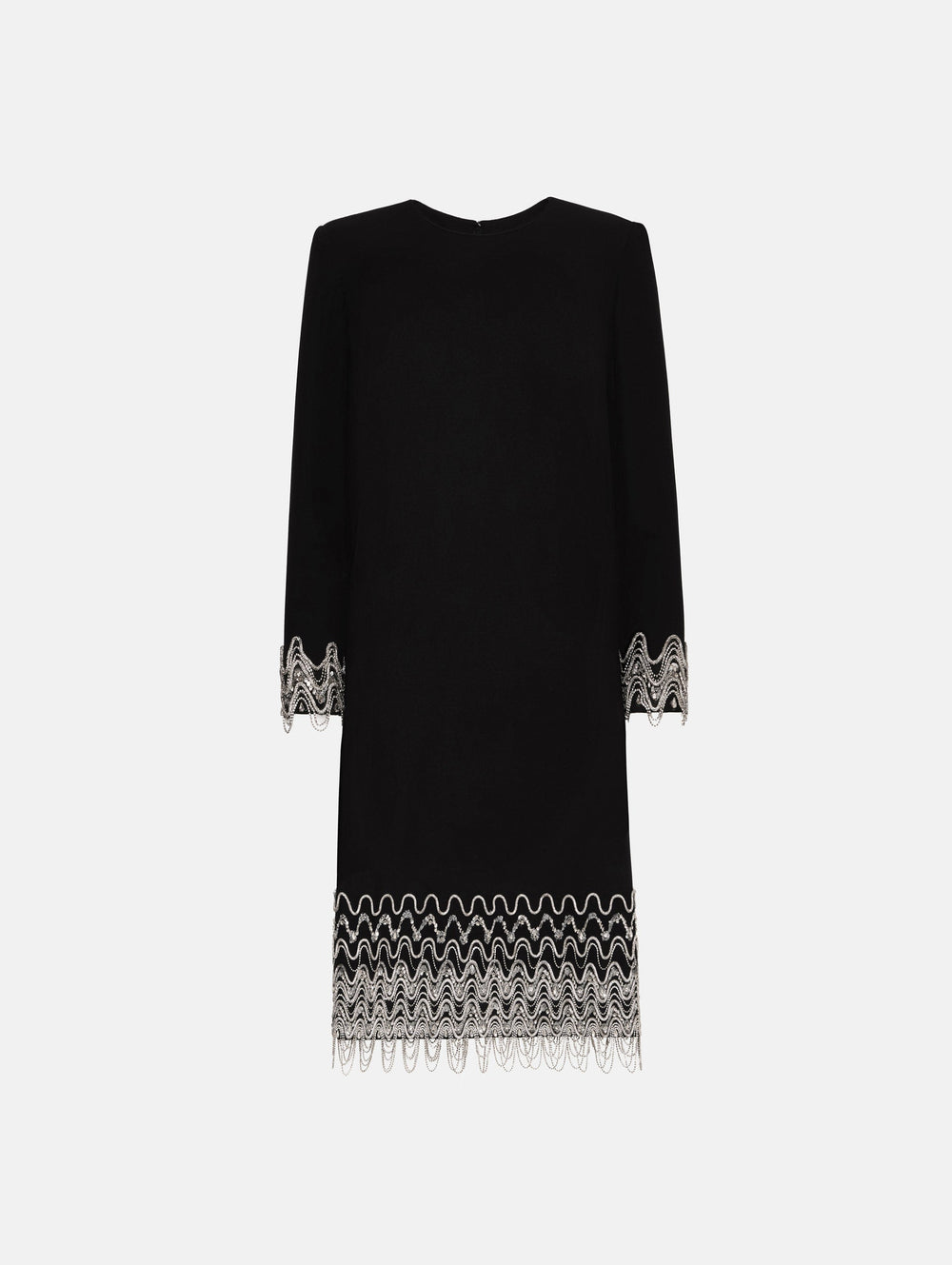 Oscar de la Renta Crystal Wave Embroidered Shift Dress