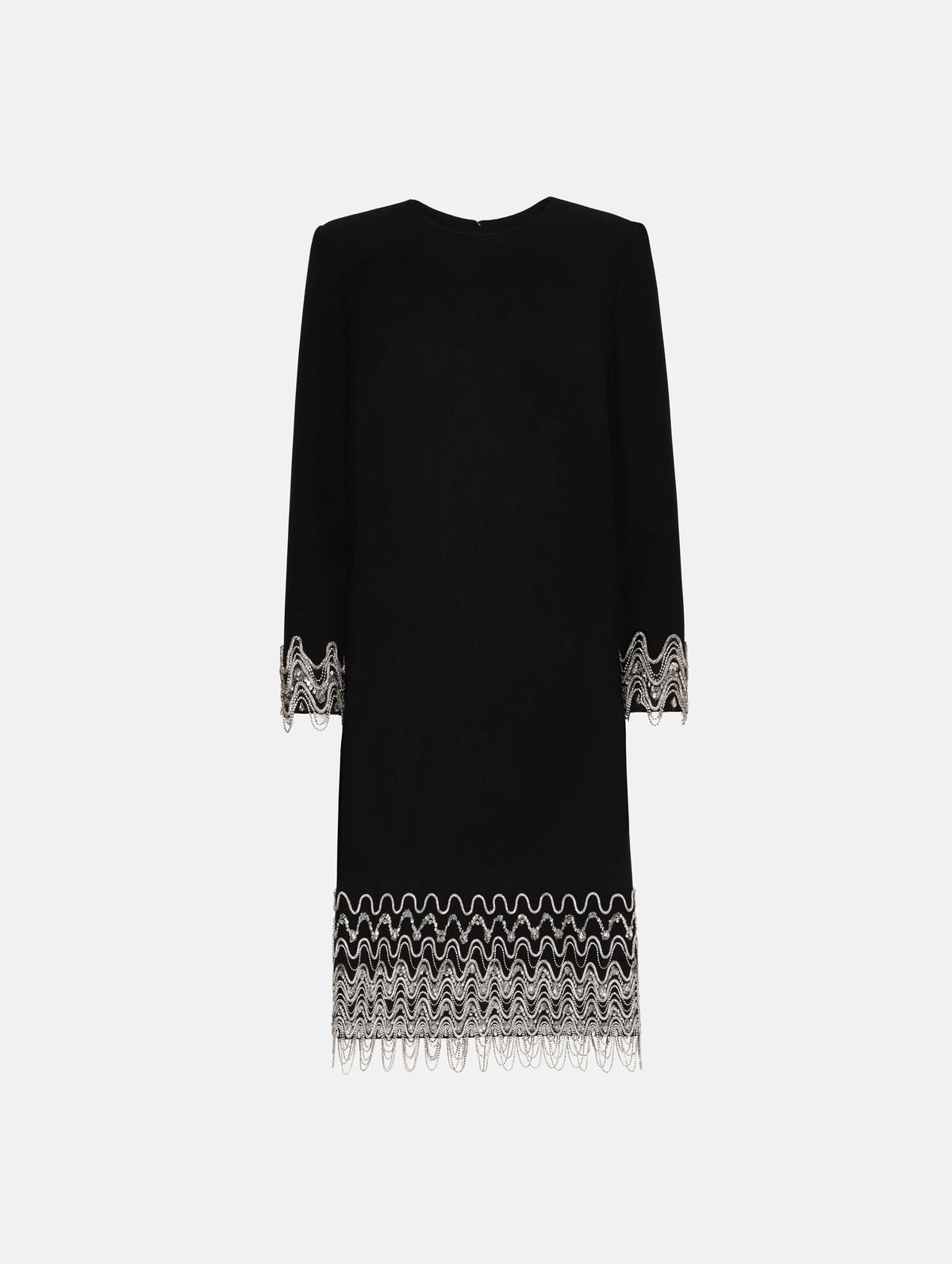 Oscar de la Renta Crystal Wave Embroidered Shift Dress