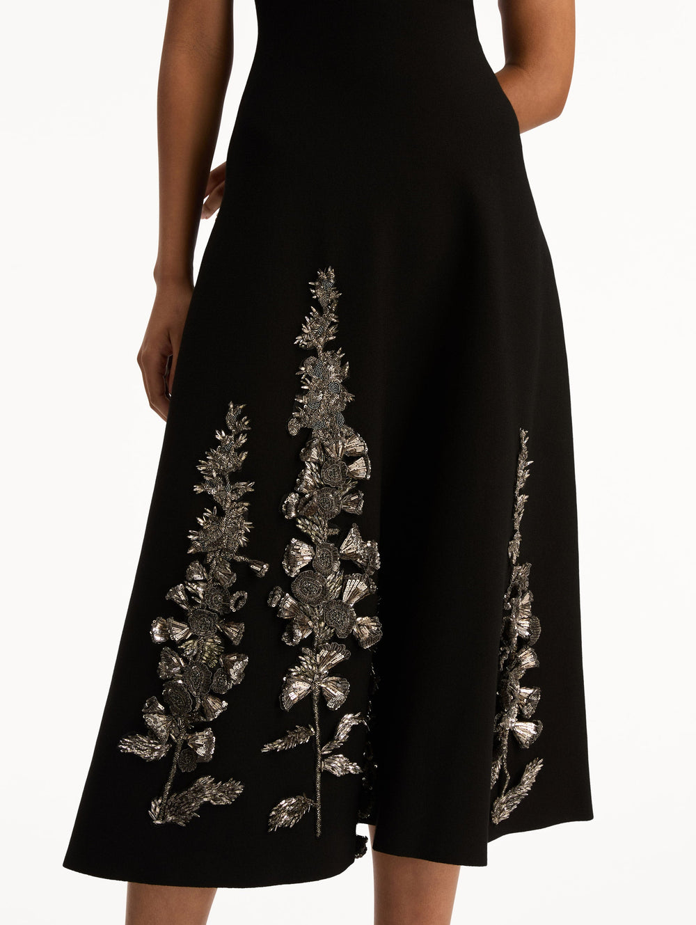 Oscar de la Renta Foxglove Sequin Embroidered Knit Dress