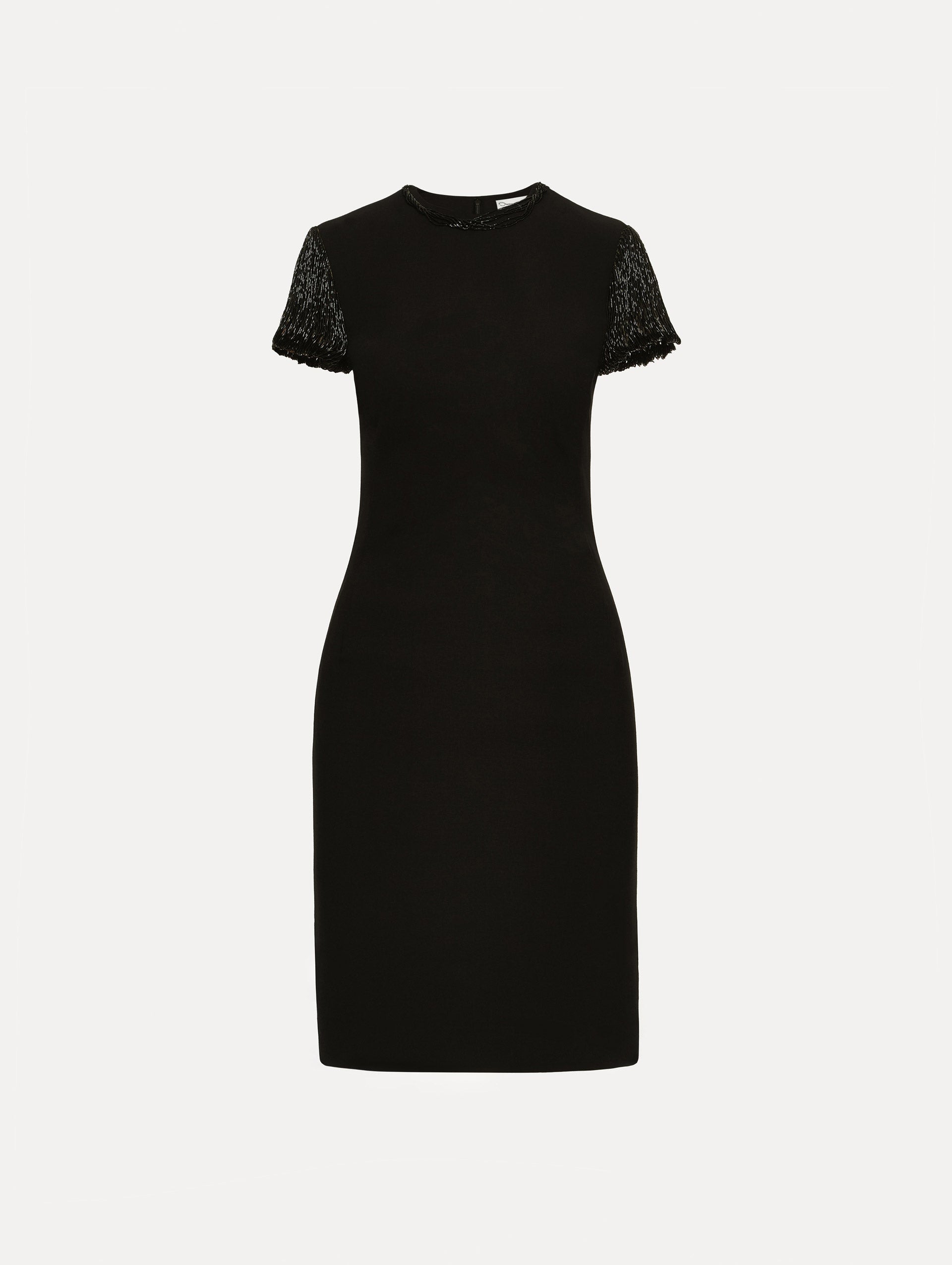 Oscar de la Renta Bugle Bead Embroidered Cocktail Dress