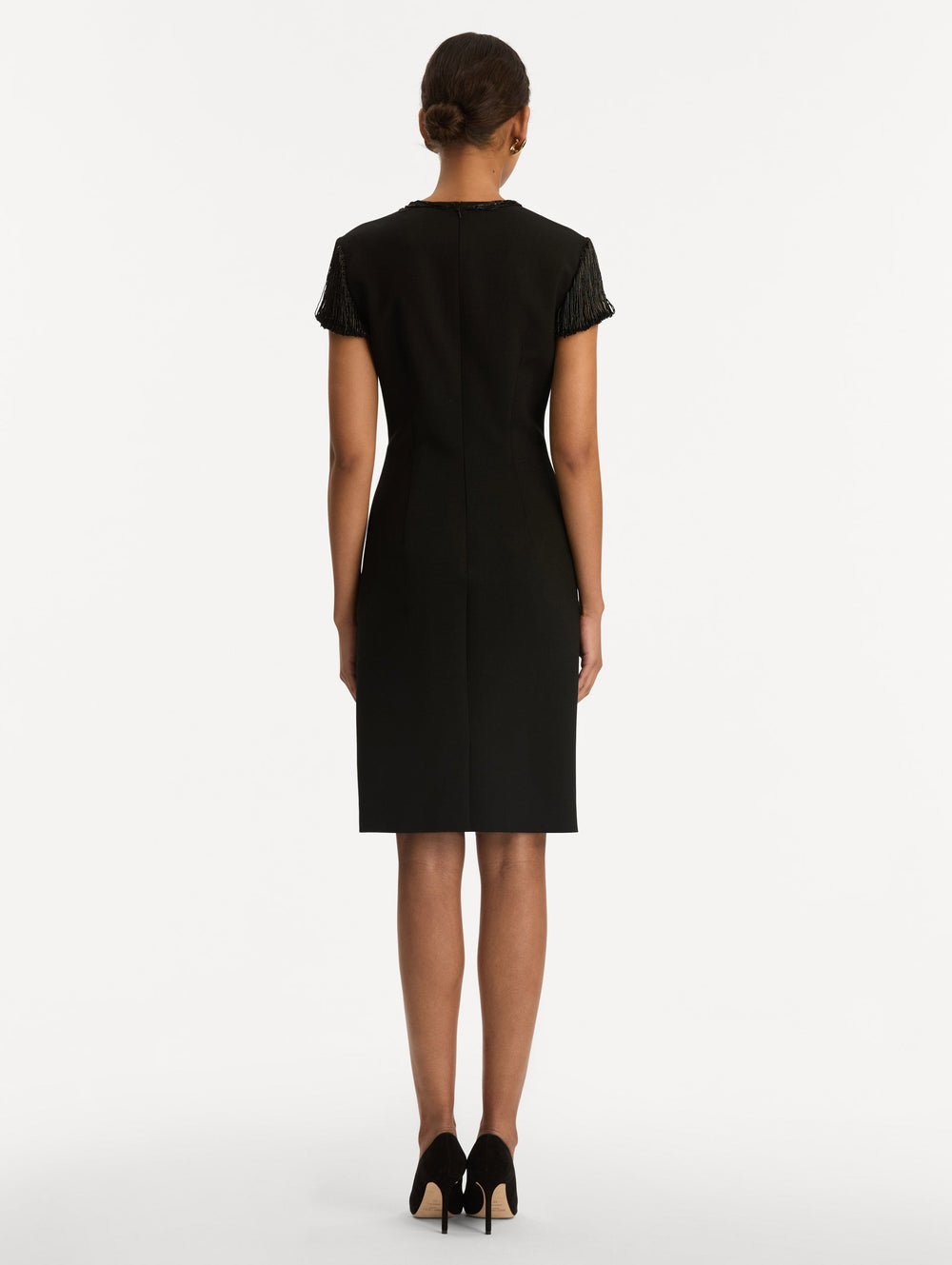 Oscar de la Renta Bugle Bead Embroidered Cocktail Dress