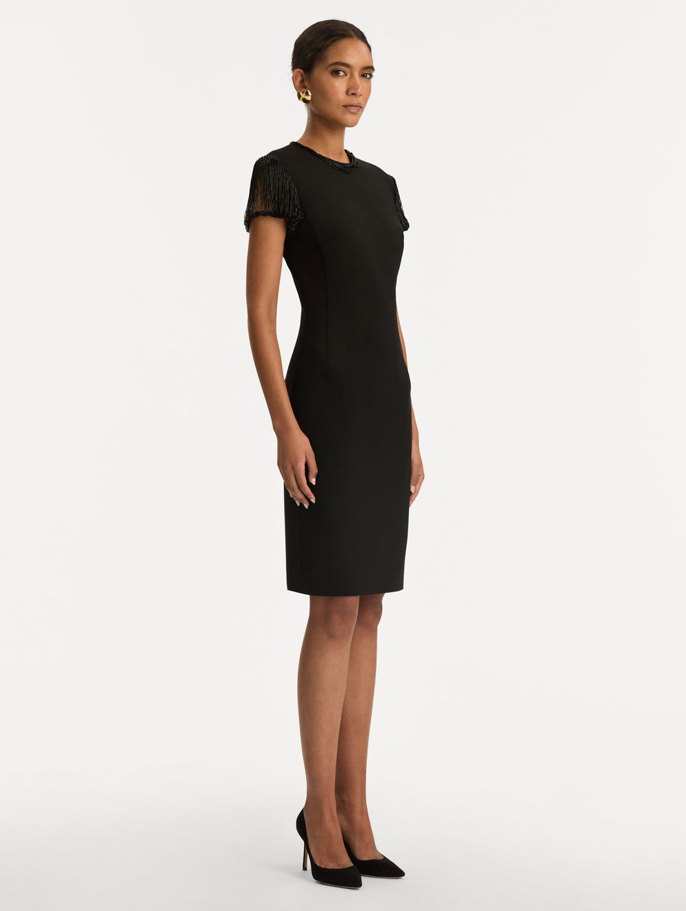 Oscar de la Renta Bugle Bead Embroidered Cocktail Dress