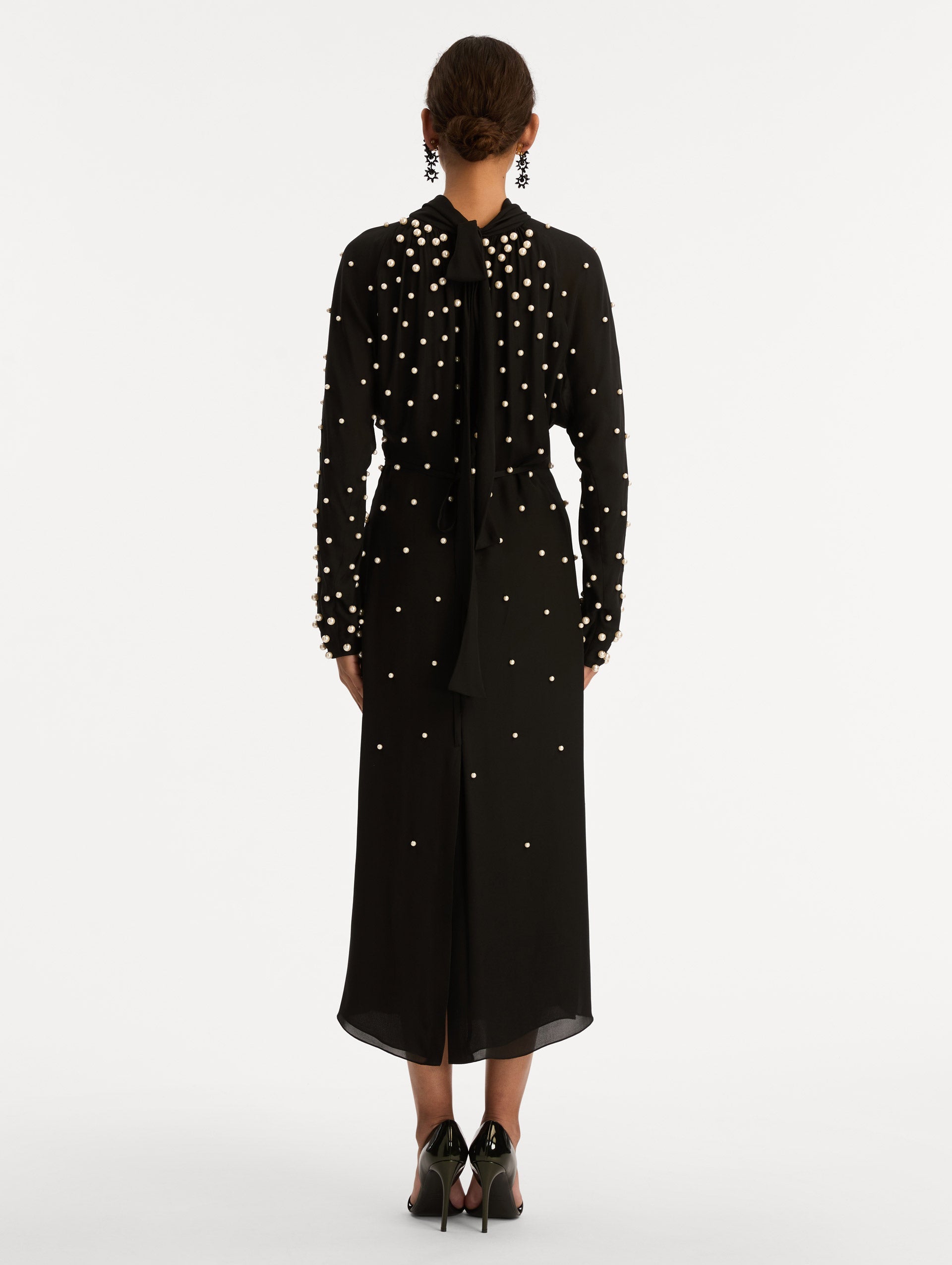 Oscar de la Renta Pearl Cluster Georgette Dress