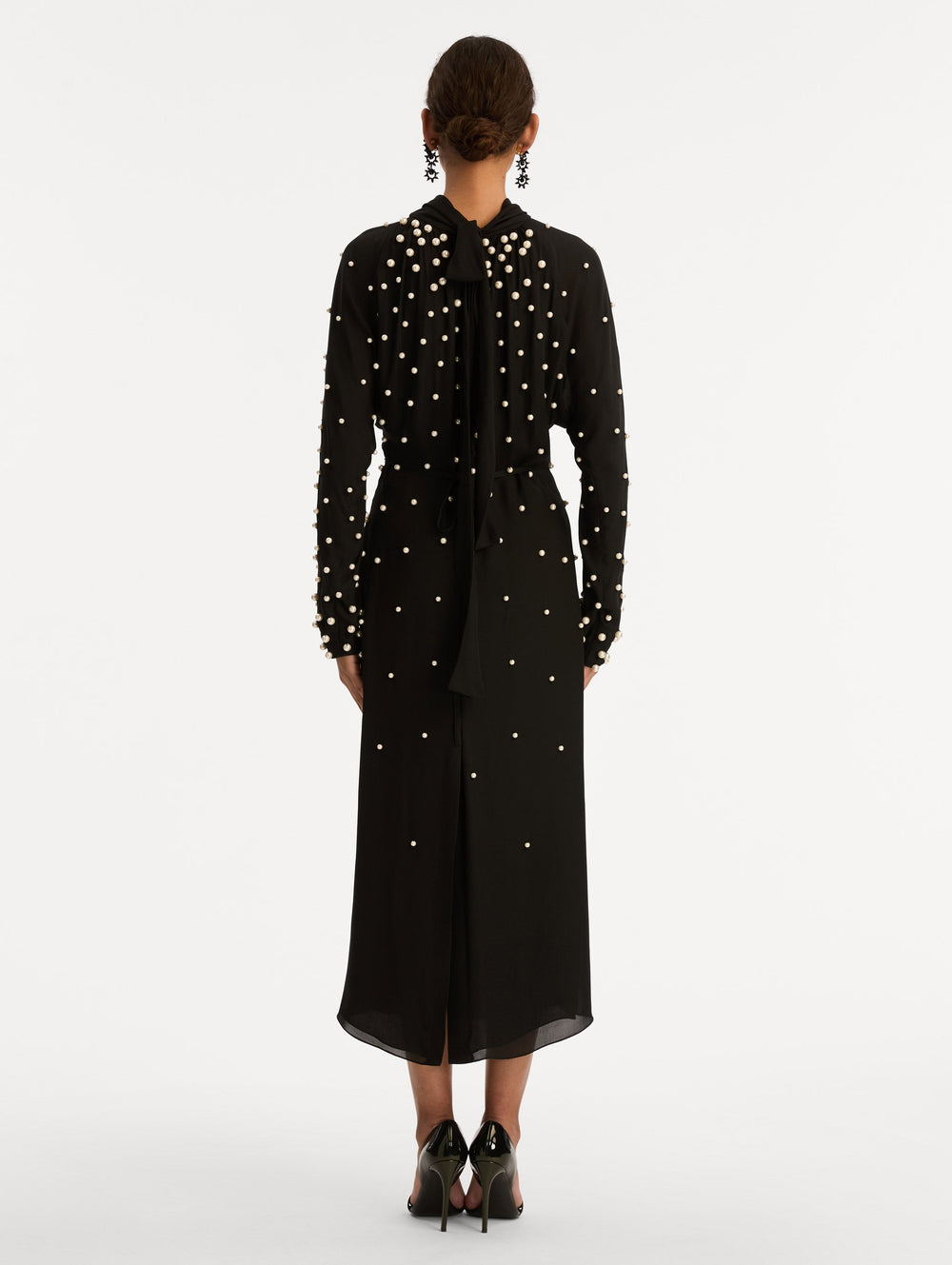 Oscar de la Renta Pearl Cluster Georgette Dress
