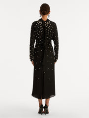 Oscar de la Renta Pearl Cluster Georgette Dress