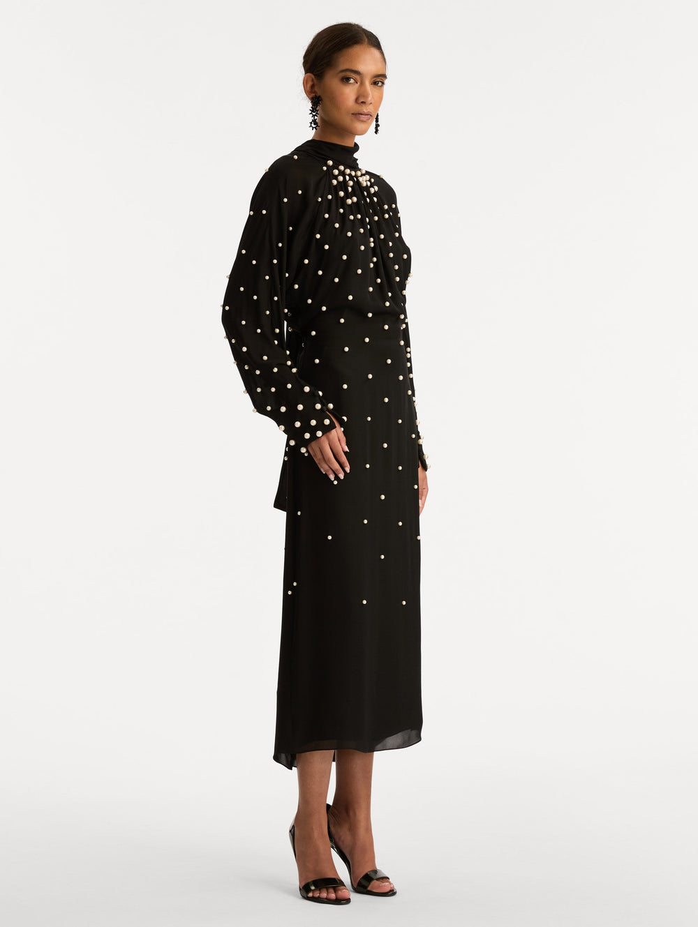 Oscar de la Renta Pearl Cluster Georgette Dress