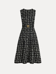 Oscar de la Renta Woven Denim Jacquard Midi Dress