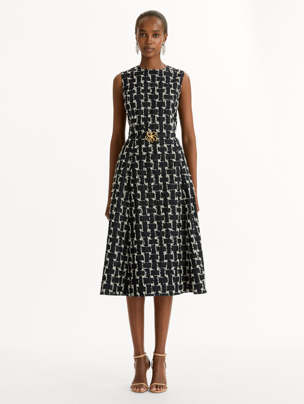 Oscar de la Renta Woven Denim Jacquard Midi Dress