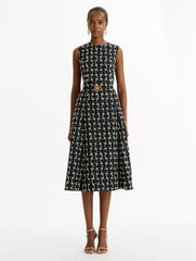 Oscar de la Renta Woven Denim Jacquard Midi Dress