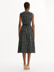 Oscar de la Renta Woven Denim Jacquard Midi Dress