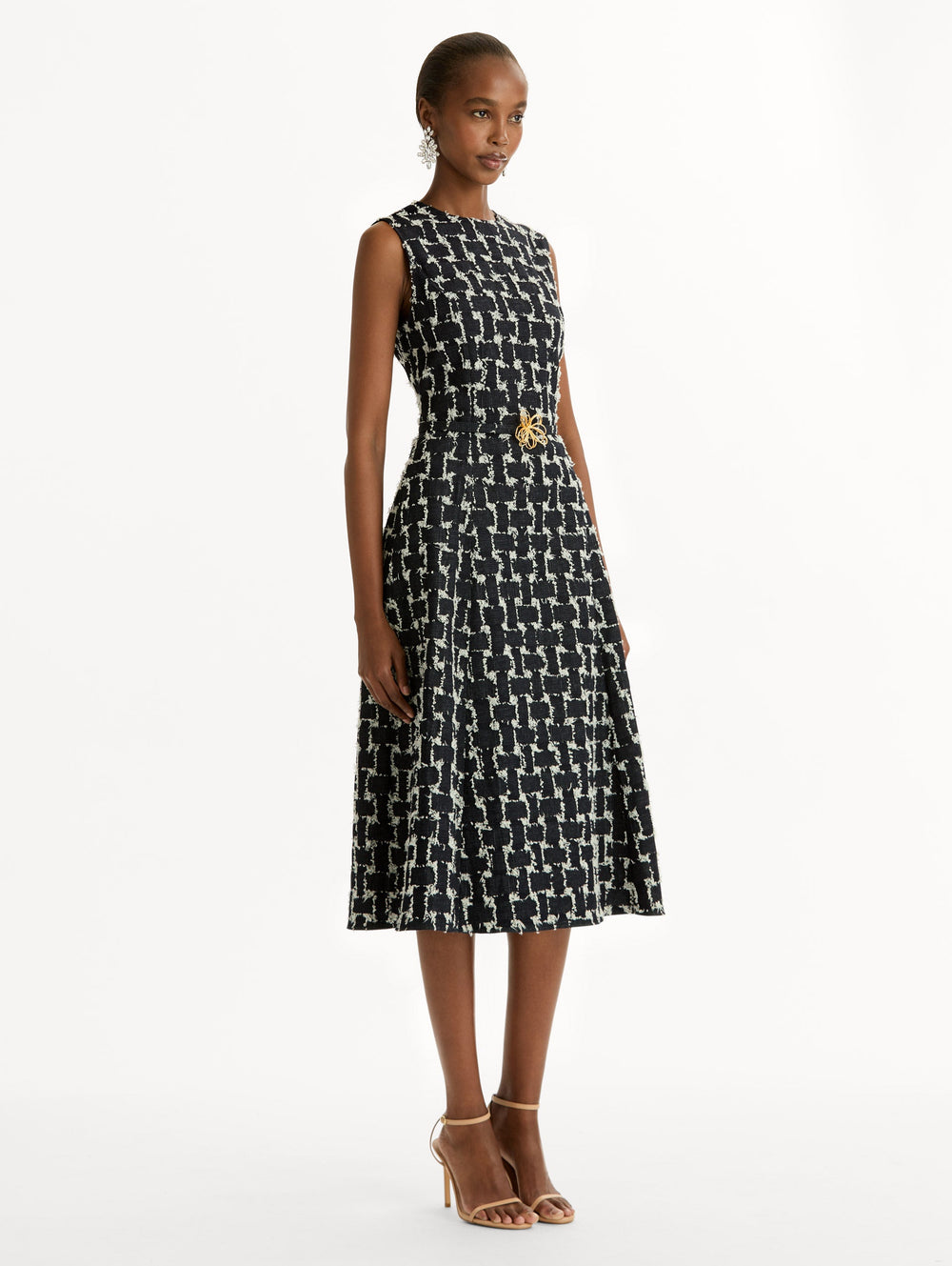 Oscar de la Renta Woven Denim Jacquard Midi Dress