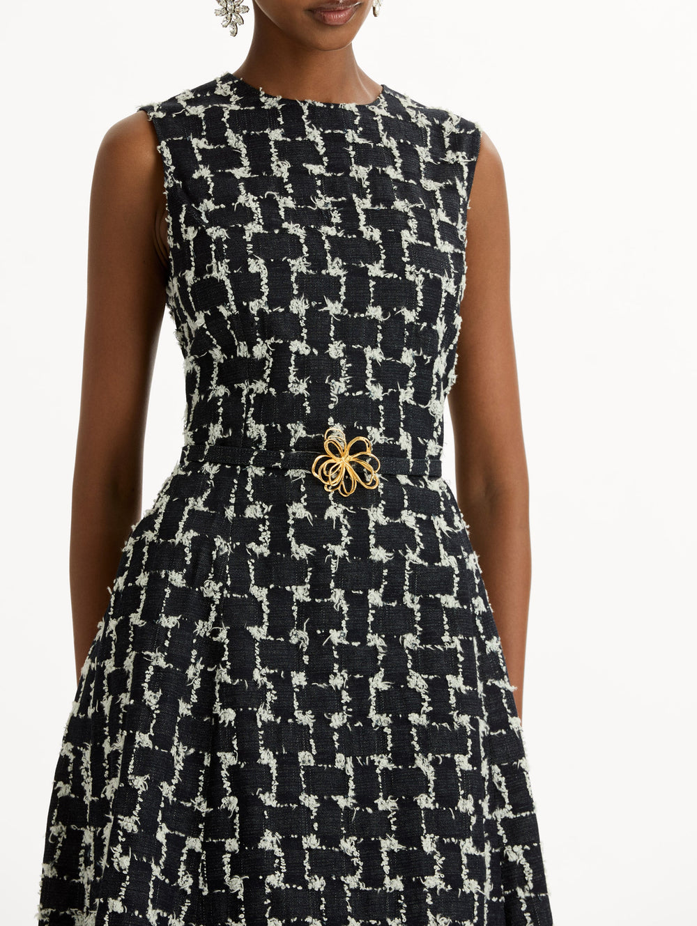 Oscar de la Renta Woven Denim Jacquard Midi Dress
