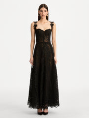 Oscar de la Renta Foxglove Guipure Cocktail Dress