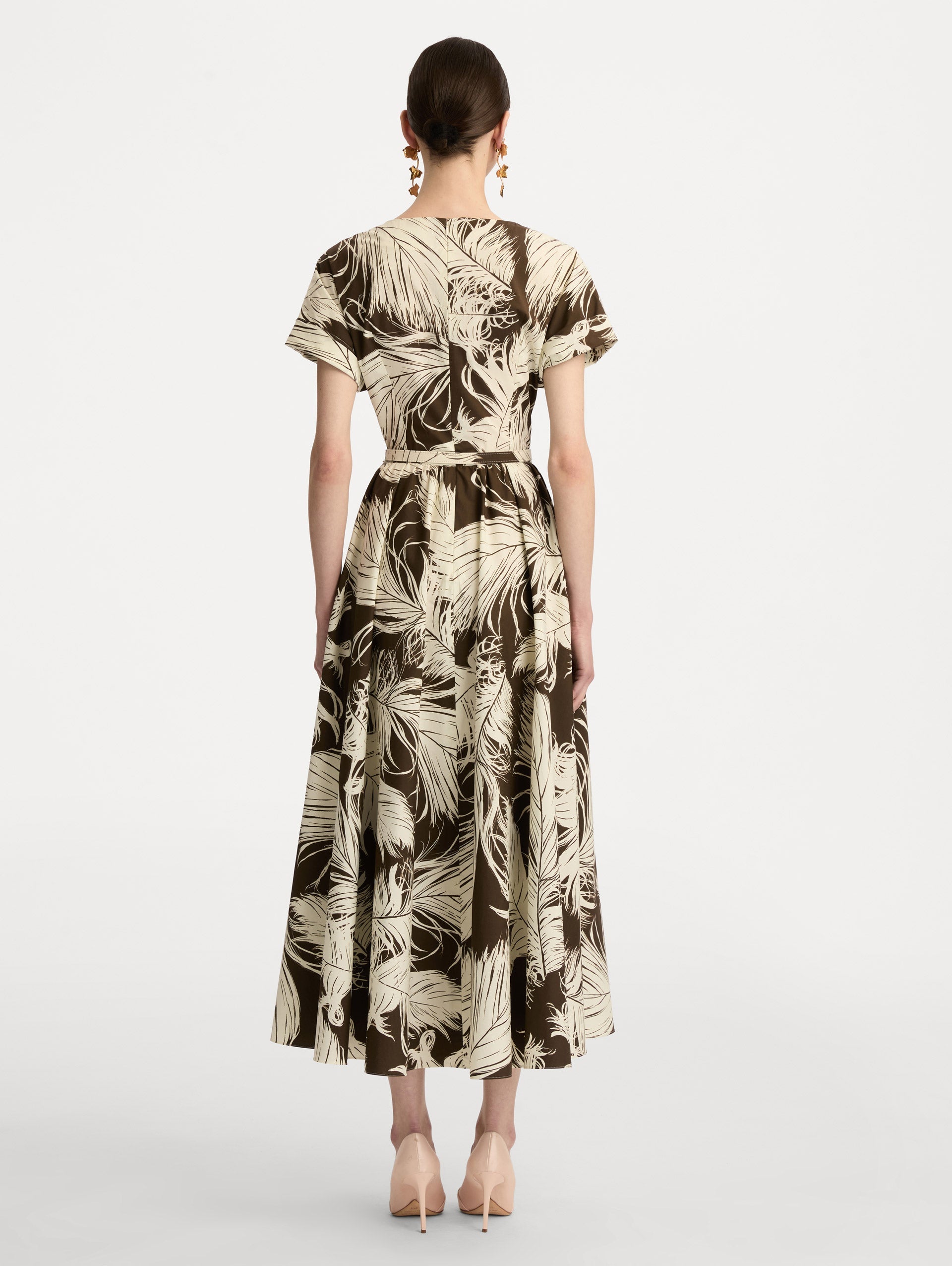 Oscar de la Renta Feather Cotton Poplin Dress