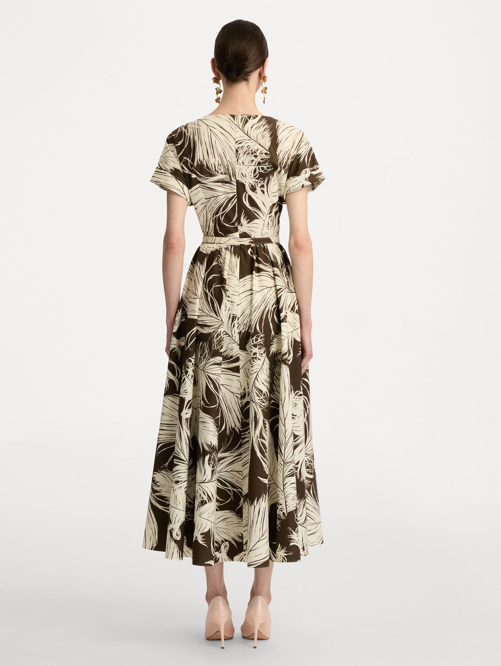 Oscar de la Renta Feather Cotton Poplin Dress