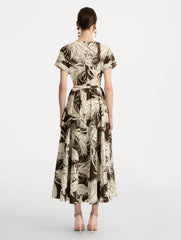 Oscar de la Renta Feather Cotton Poplin Dress