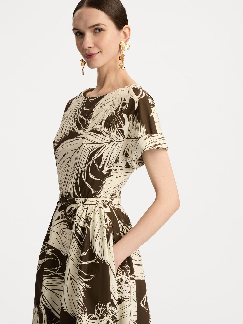 Oscar de la Renta Feather Cotton Poplin Dress